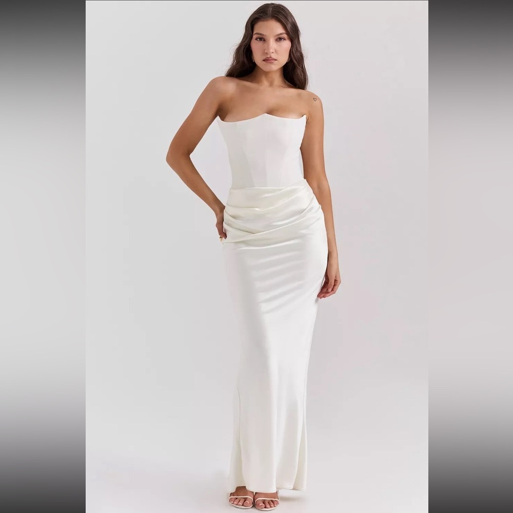 HOUSE OF CB 'Persephone' Ivory Strapless Corset Dress /Size S (P)